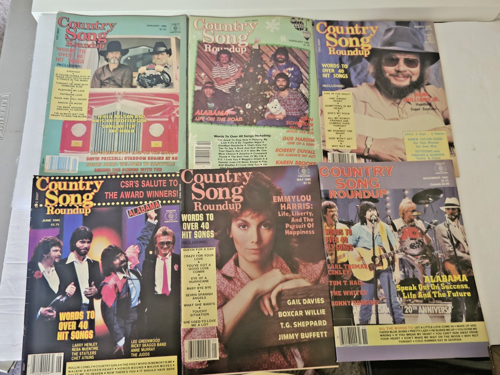 Country Song Roundup lot of 9 vintage magazines 1985 Alabama Judds Reba McEntire