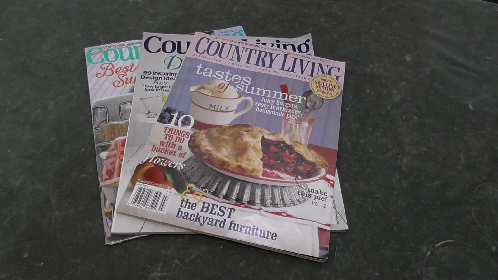 Lot of 3 Vintage Country Living Magazines Summer issues