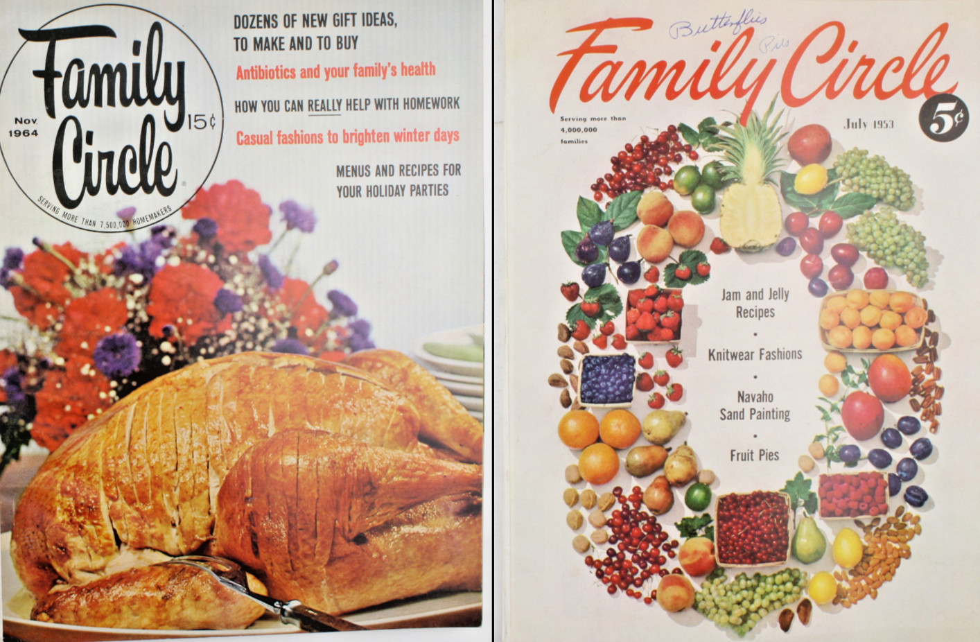 1953 & 1964 Family Circle Magazine Holiday Jam Jelly Recipes Antibiotics Navaho