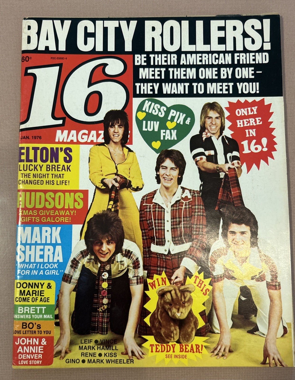 Vtg 16 Magazine 1976 January Elton John Bay City Rollers Mark Hamill KISS