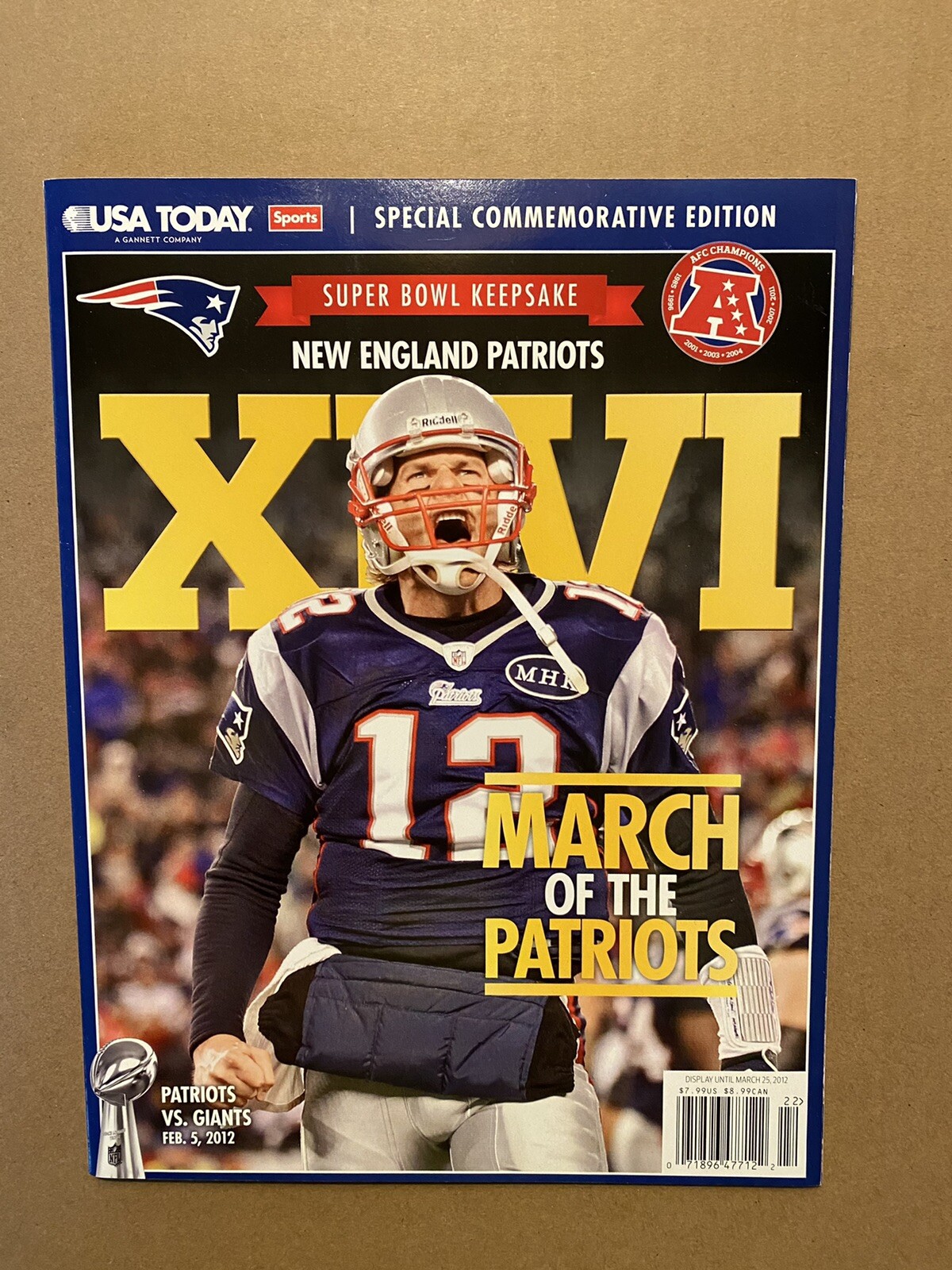 💥TOM BRADY USA Today Special 🏈COMMEMORATIVE 2012 Super Bowl XLVI Patriots