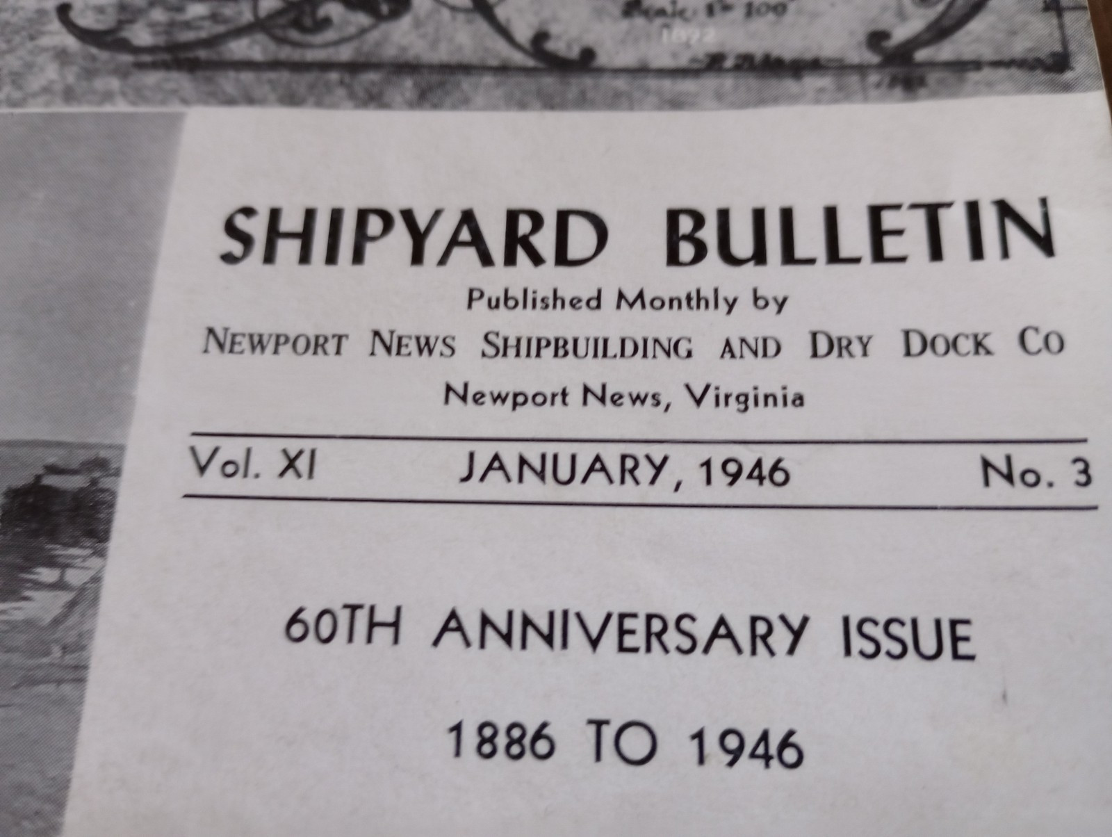 NEWPORT NEWS SHIPBUILDING SHIPYARD BULLETIN UNITED STATES Navy 40s Vtg Magazine