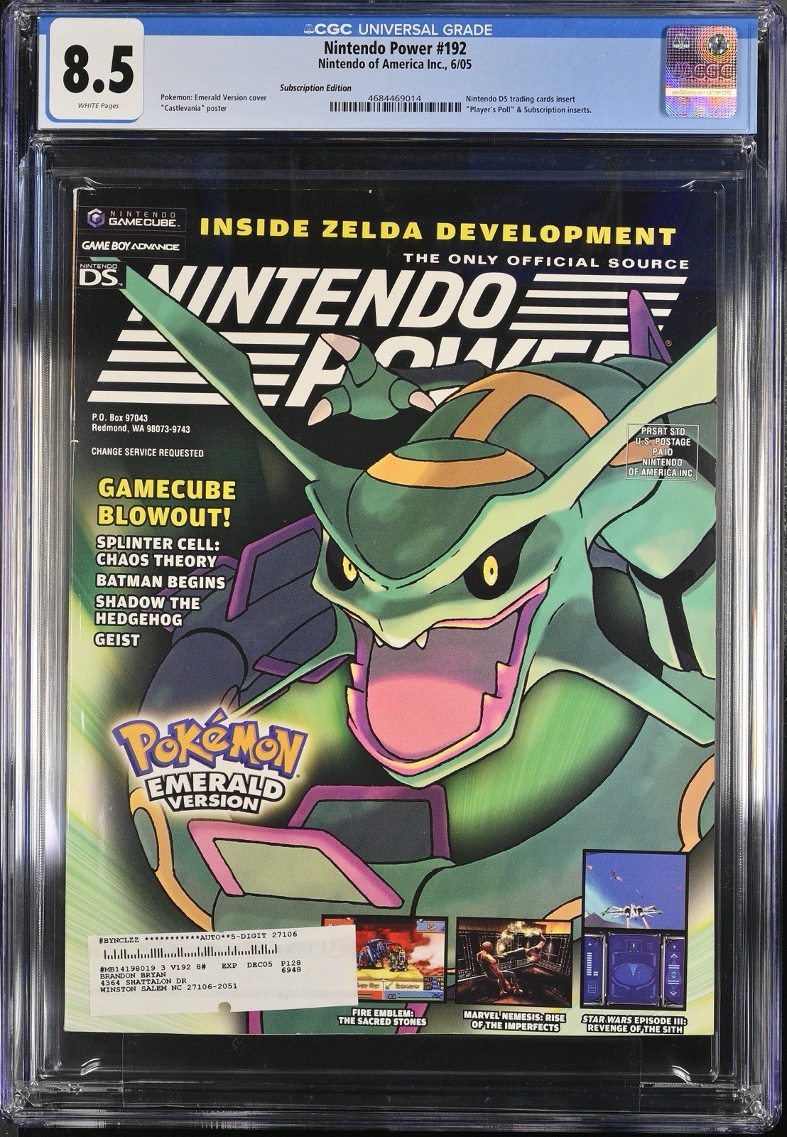 🔥TOP POP CGC Nintendo Power Magazine Vol 192 Pokemon Emerald W/Poster rayquazza