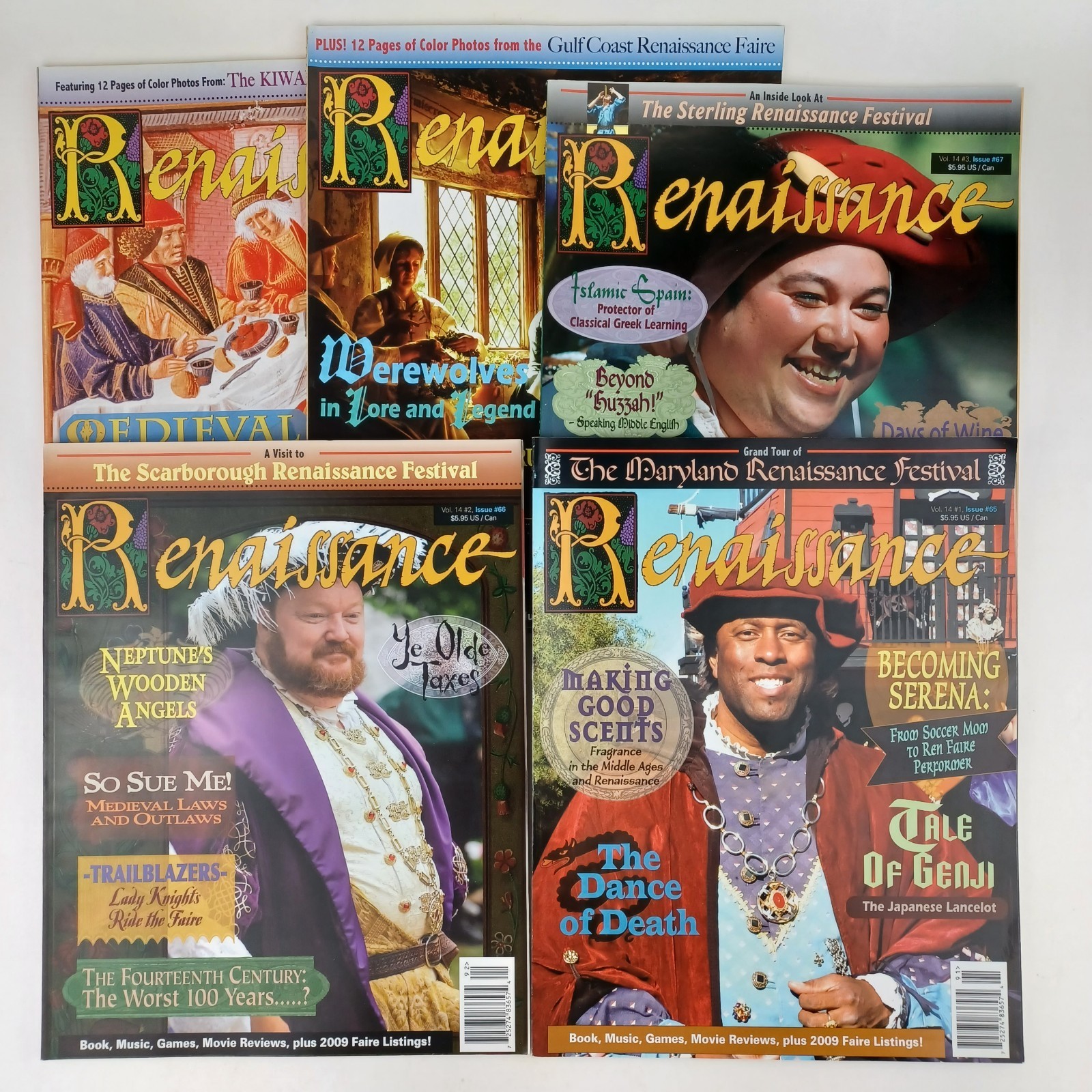 5 Renaissance Magazine 2009 Vol 14 #1-3 #5-6 Days of Wine & Olive Oil/Werewolves