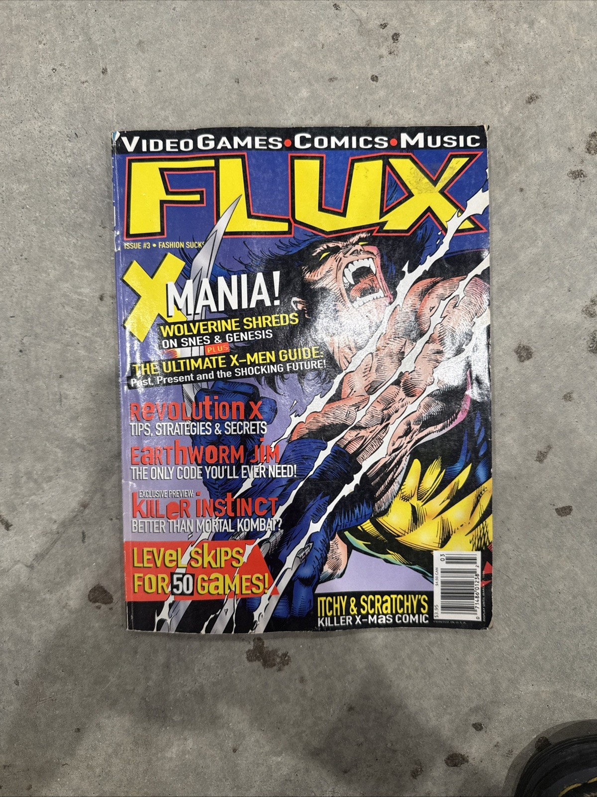 Flux Issue #3 March 1995 Wolverine Earthworm Jim Video games Comics Music