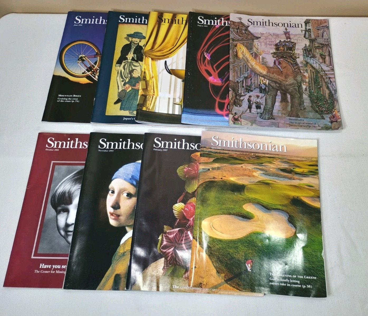 Lot of 9 Smithsonian Institution Magazines 1994-1997 Vintage