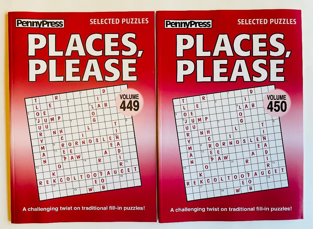 Lot of 2 PLACES PLEASE fill In Ins Penny Press Selected Variety Puzzles Dell