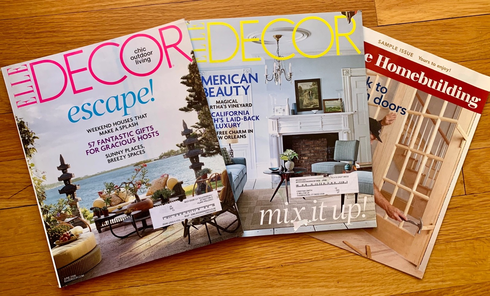 ELLE Decor Magazine June & July/August 2008 2 issues plus Fine Homebuilding