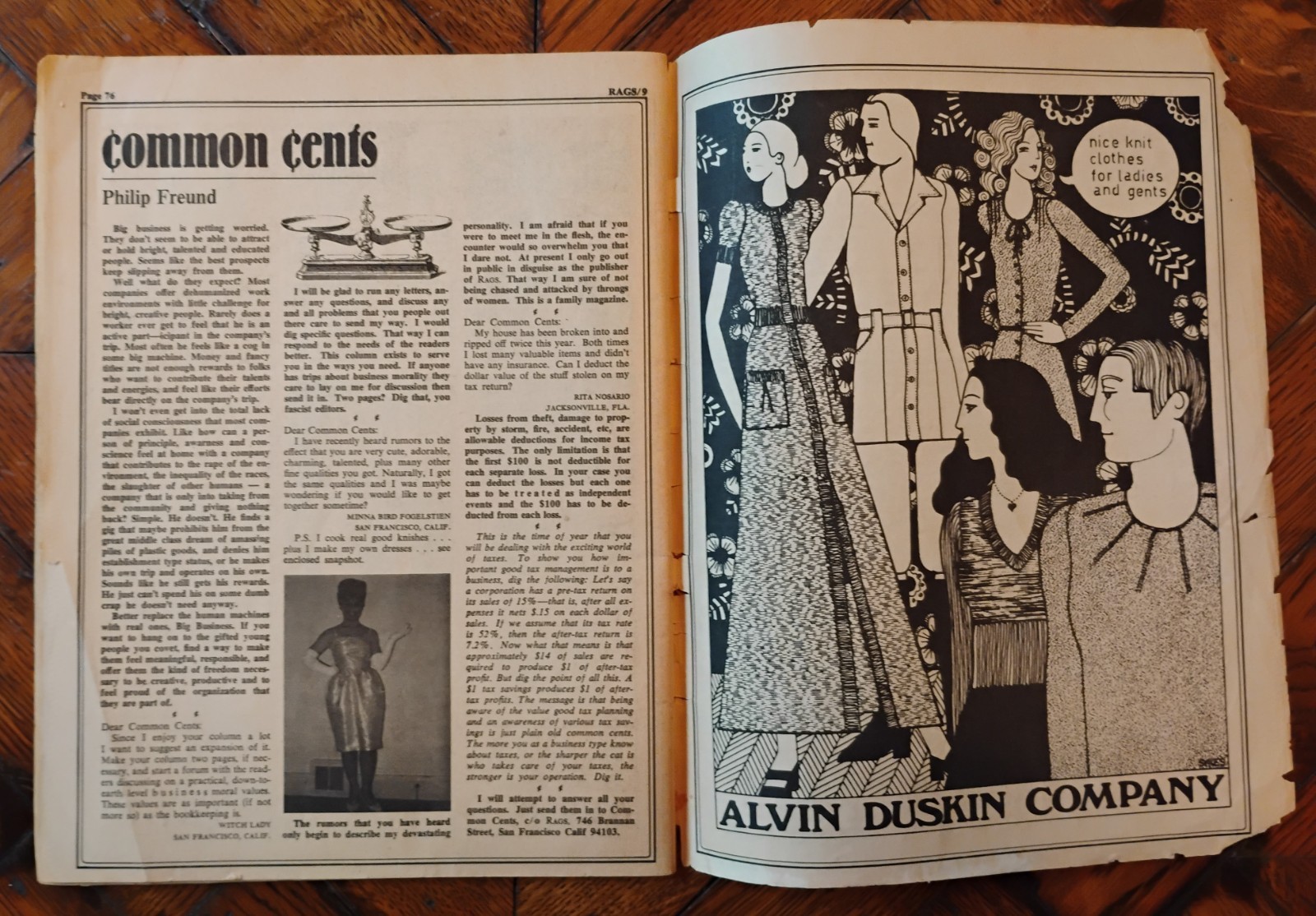 RAGS Fashion Tabloid Vintage Counter Culture 1971 FEB ELVIS