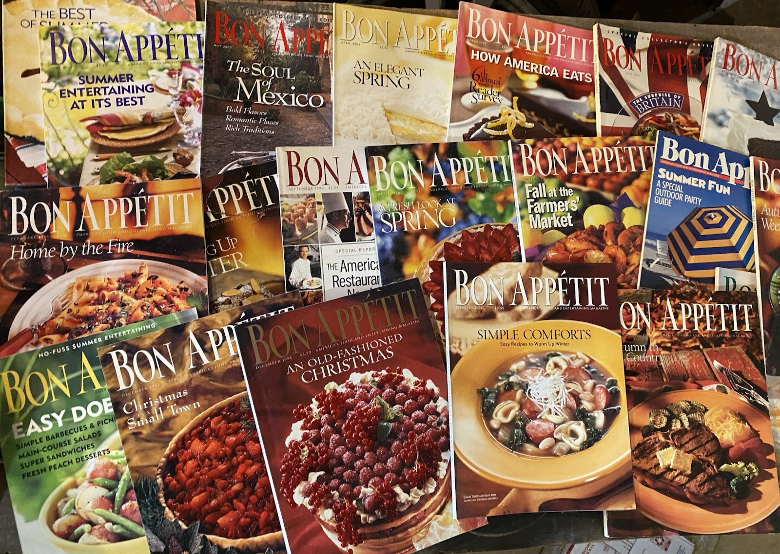 Bon Appetit Magazine 10 Issues, LIKE NEW ~ VINTAGE ‘90-2000s Cooking, Recipes A+