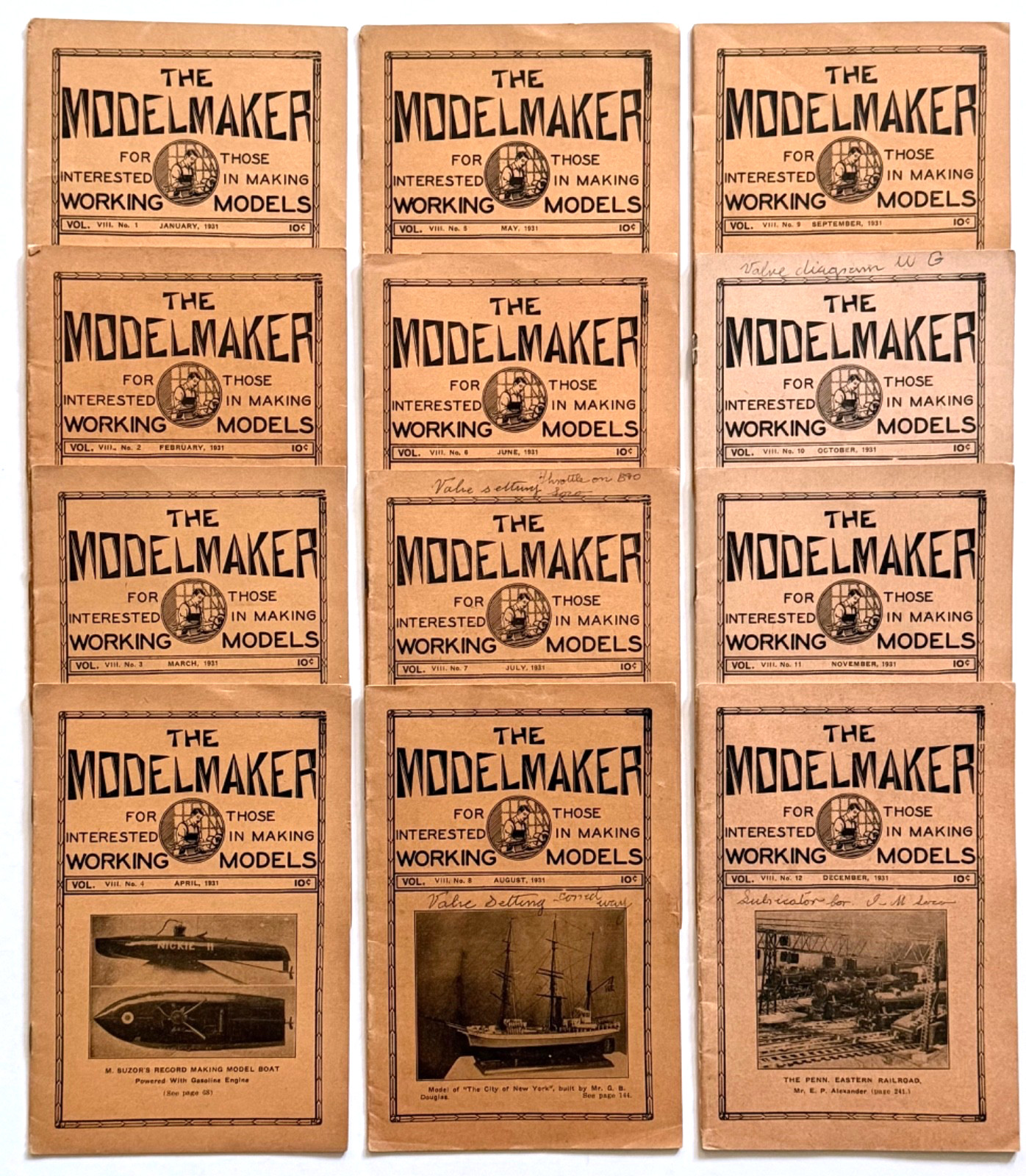 THE MODELMAKER Magazine Working Models Full Year 12 Issues 1931 Vol. VIII