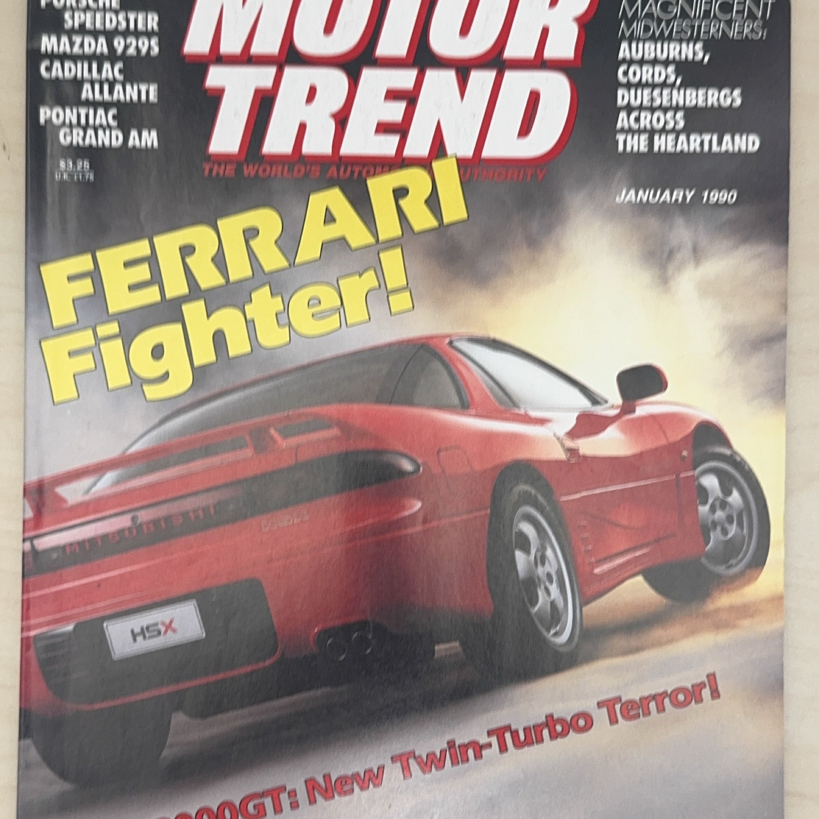 Motor Trend Magazine January 1990 Sports Cars Road Tests Vintage