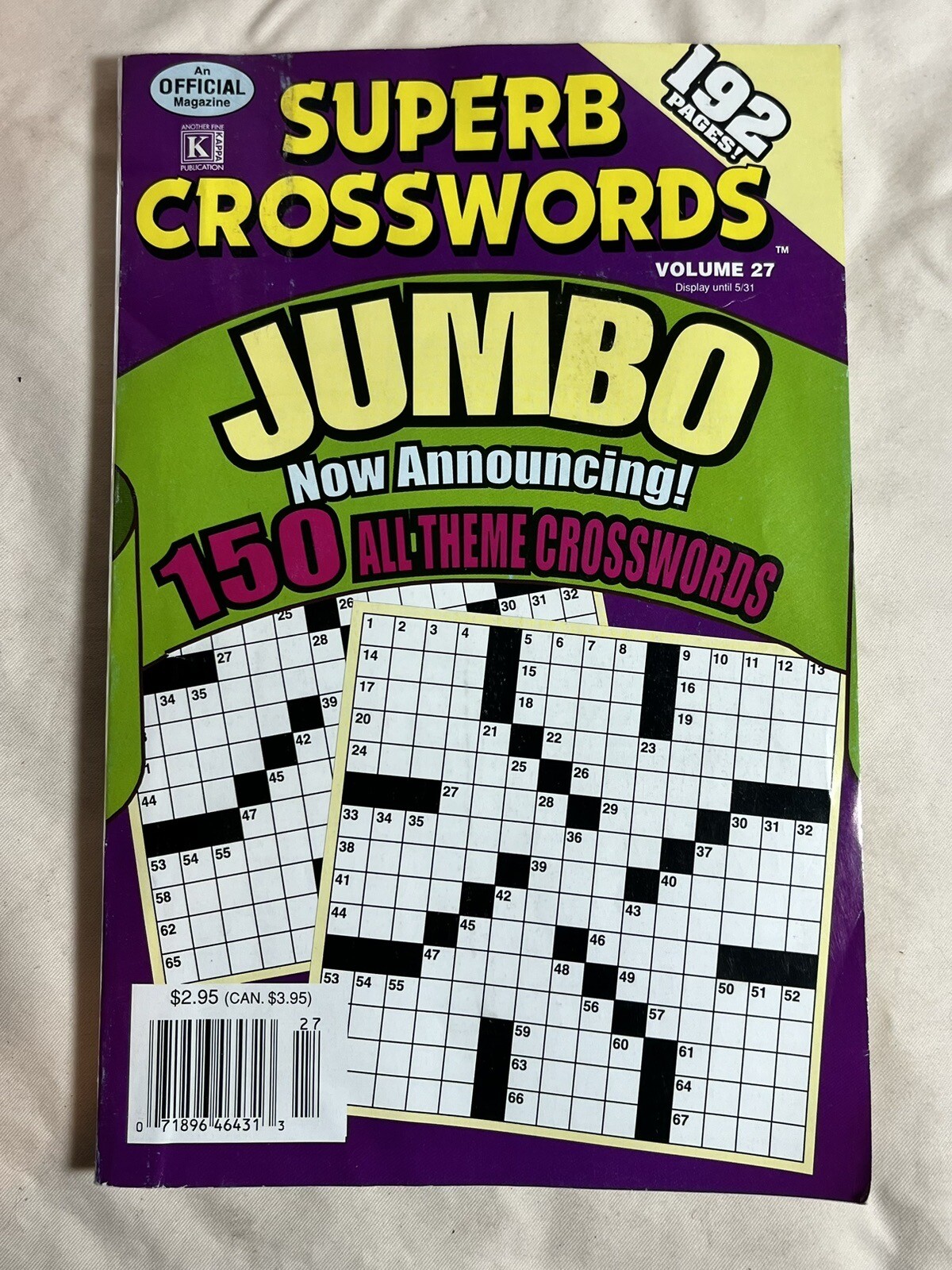 Super Crosswords Jumbo Vol 27 Now Has 192 Pages