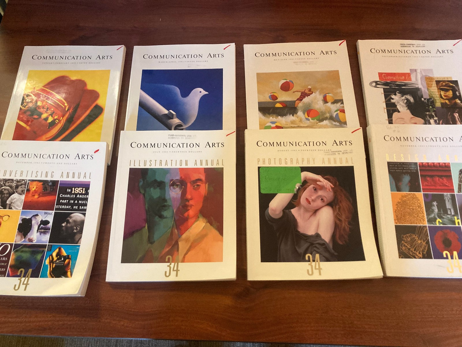 Communication Arts magazine Lot of 8 issues (1993) Full Year’s worth, Ex-Library