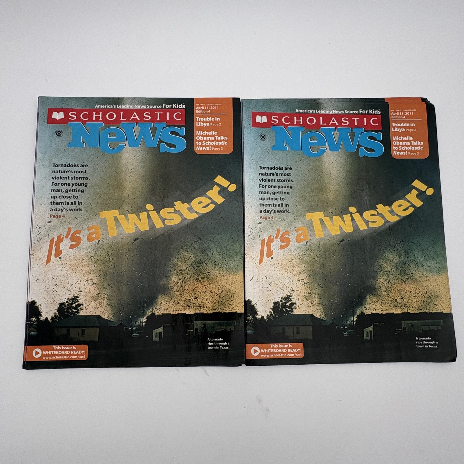 Scholastic News Magazine Lot 36 April 11 2011 It’s A Twister Tornadoes USA Kids