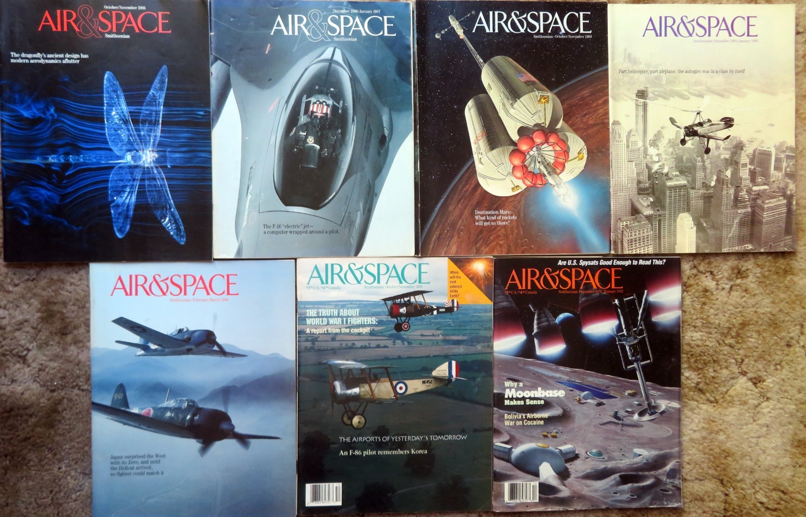 AIR & SPACE Smithsonian Magazine – Six (6) Issues from 1986 – 1992