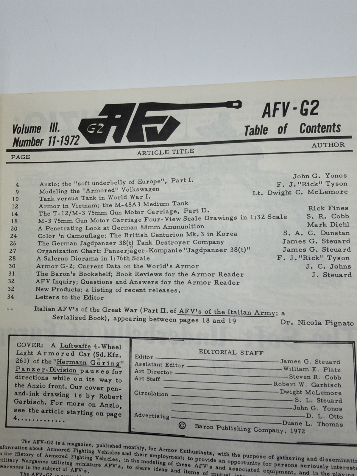 AFV G2 8 Magazine Lot A Magazine For Armor Enthusiasts 1970 United Kingdom War