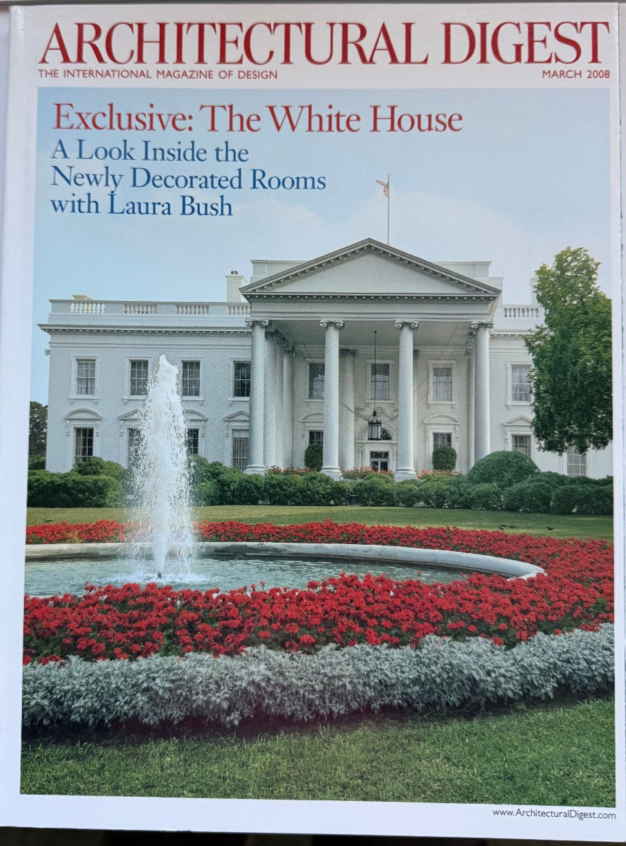 Architectural Digest March 2008 Laura Bush’s White House Sag Harbor
