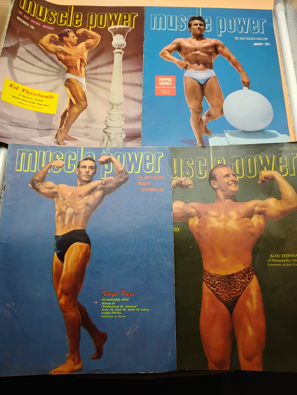 Vintage Muscle Power Magazines Lot of 4 Issues 1951 1952 Floyd Page Theriault