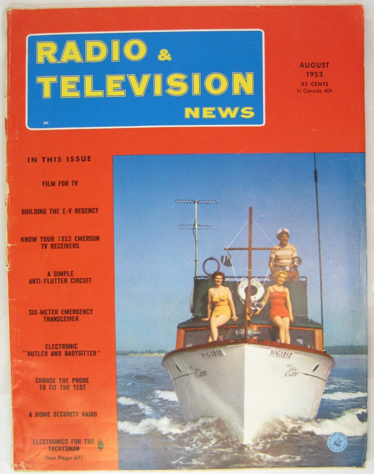 Vintage Radio & Television News Magazine August 1953 Issue Volume 50 No 2