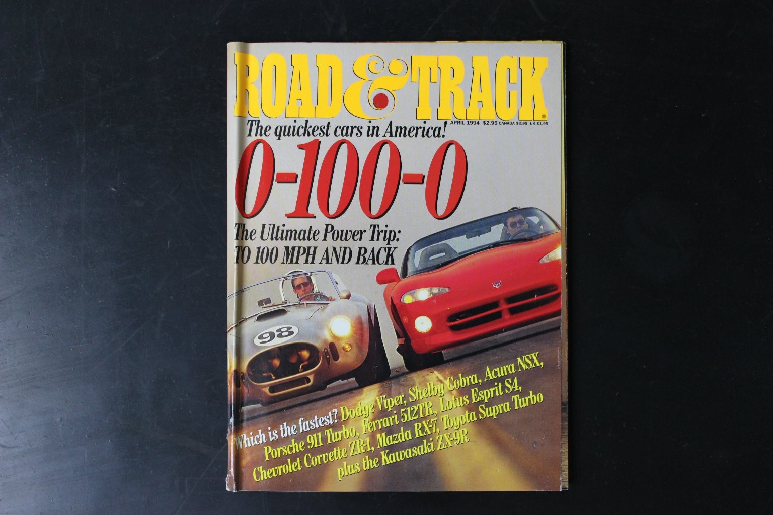 Road & Track April 1994 Dodge Viper Shelby Cobra 0-100-0 Magazine Cars