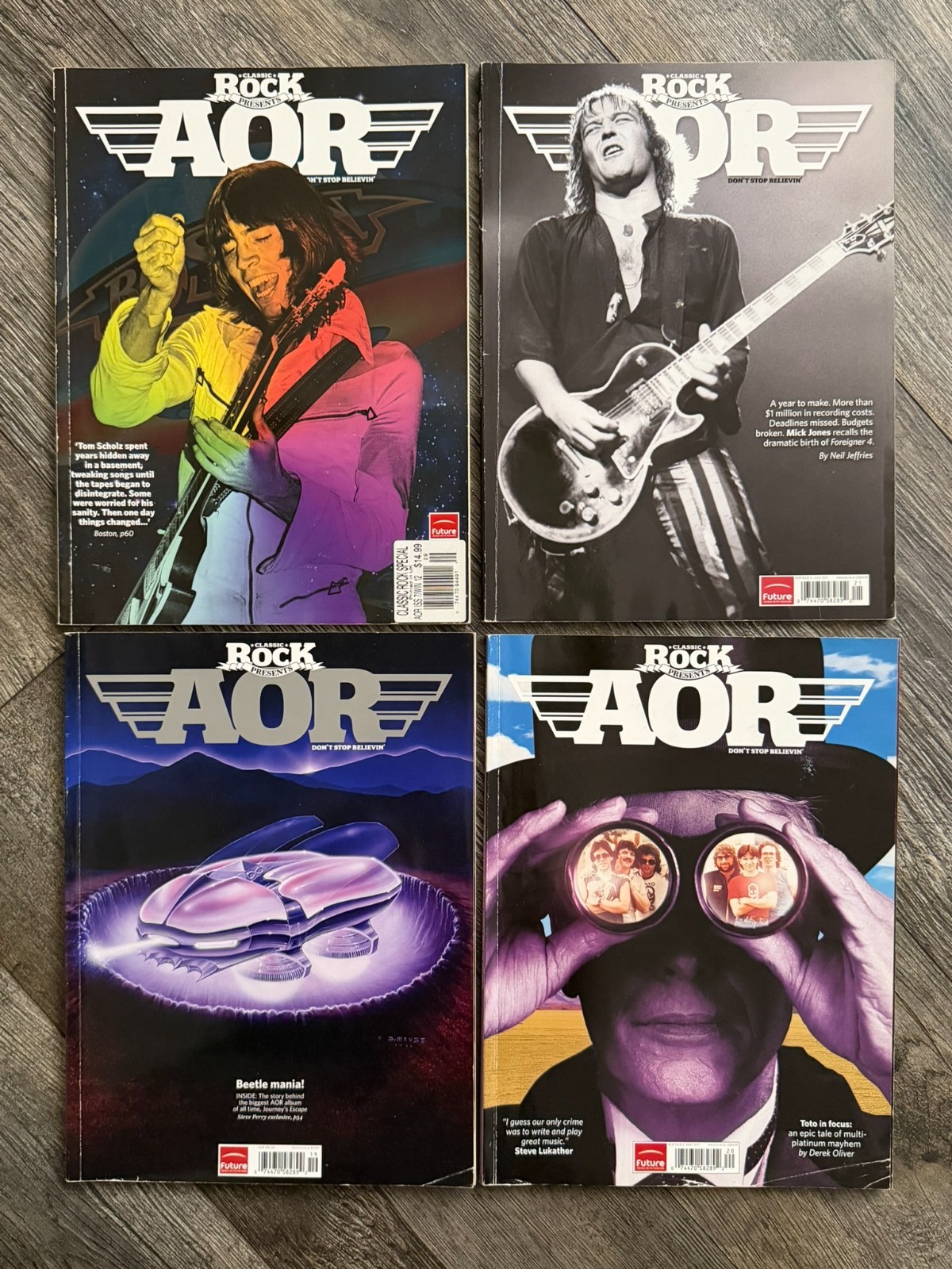 Classic Rock AOR Magazine 4pc Lot Boston Journey Steve Perry Toto Foreigner