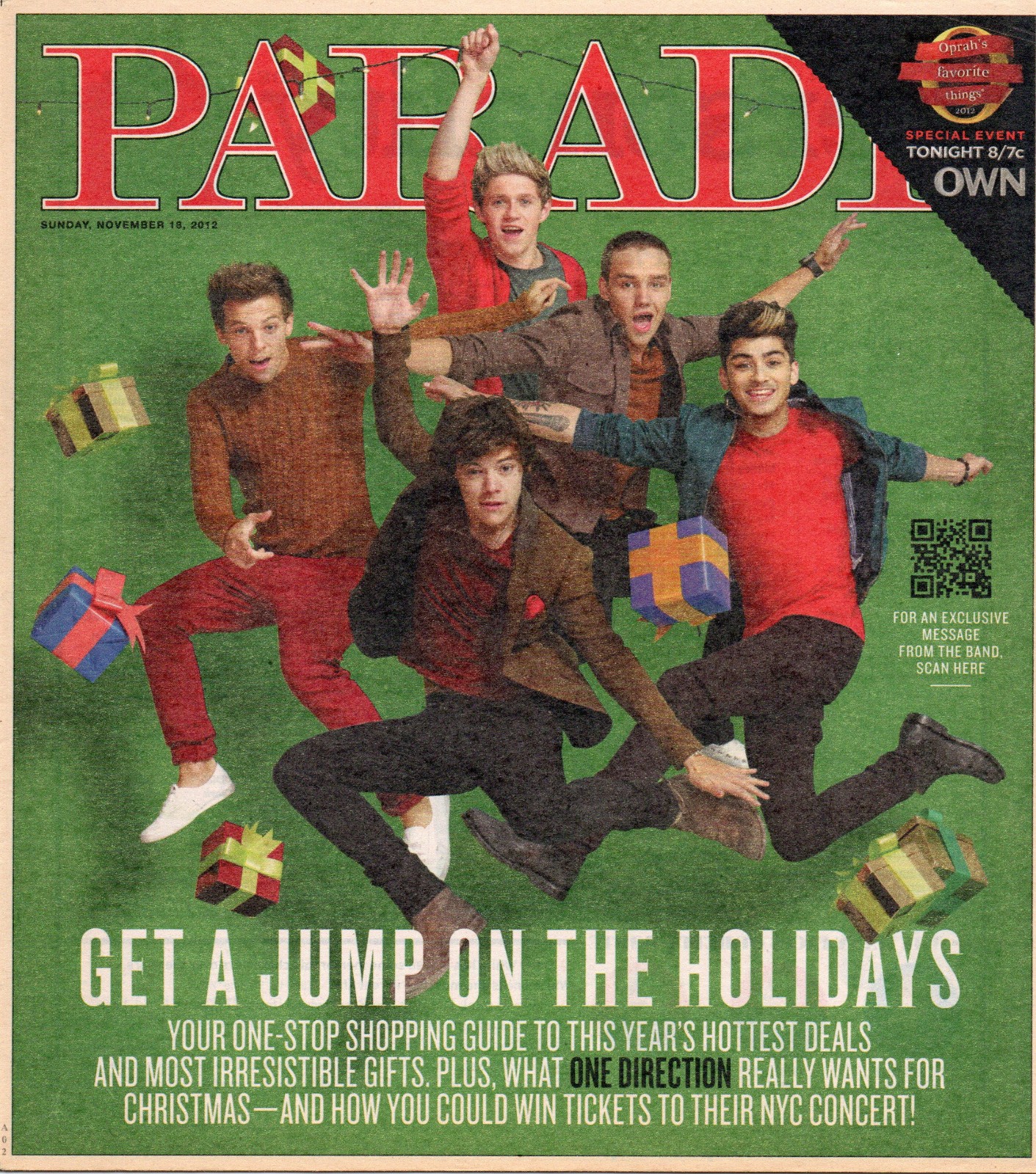 PARADE November 18 2012 One Direction Harry Styles Zayn Malik Liam Payne Niall H
