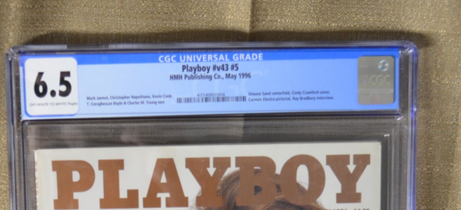 Cindy Crawford Playboy CGC 6.5 White Pages Newsstand (Iconic Cover)- 1996