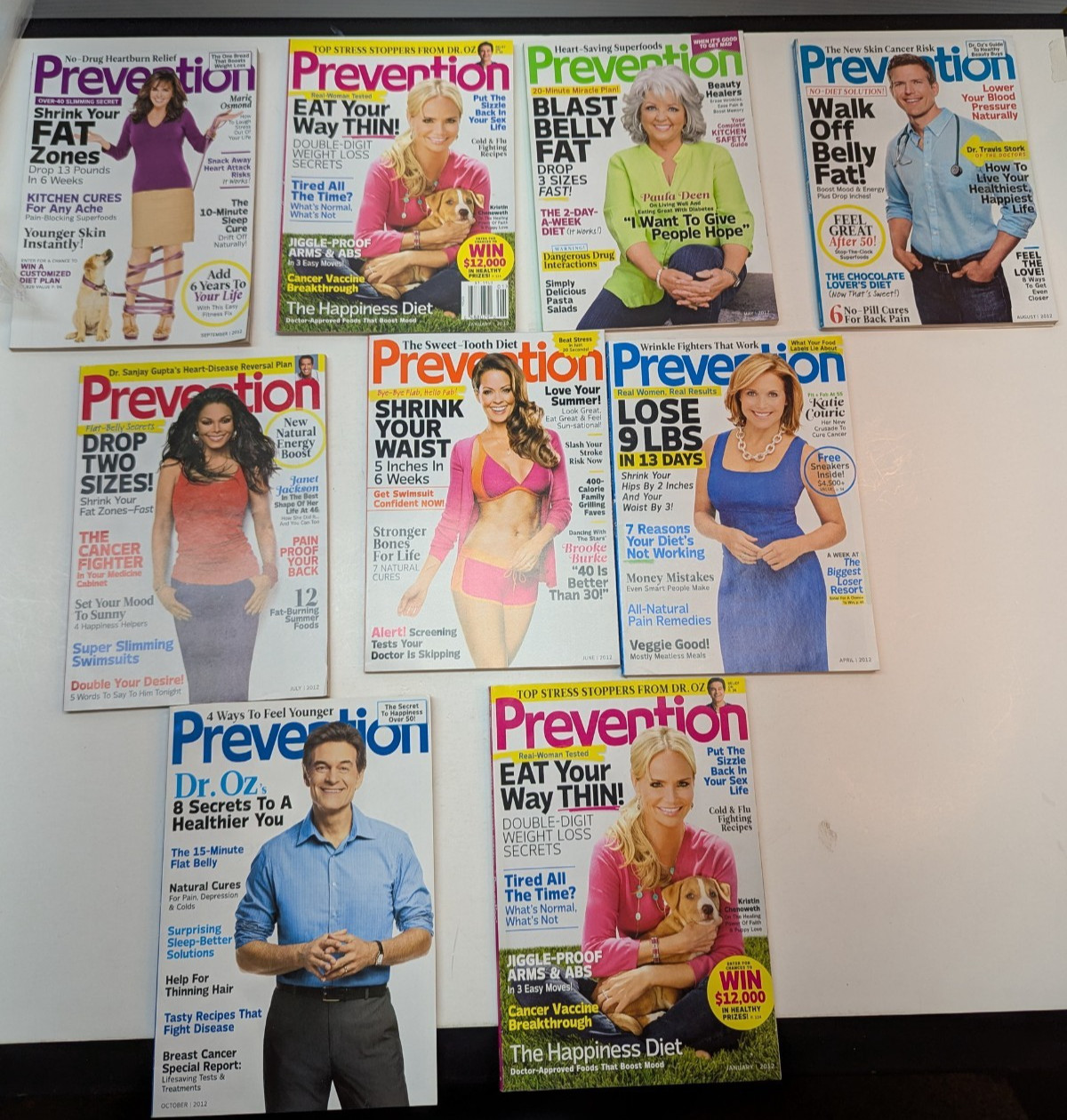 LOT OF 9 Prevention Magazines 2012 Jan April May June July Aug Sept Oct PB VTG
