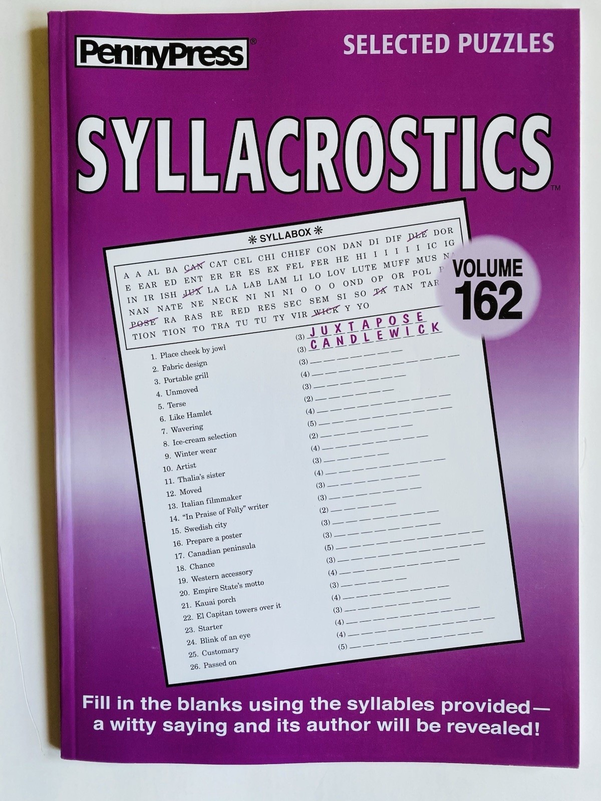 Lot of 2 Syllacrostics Penny Press Selected Variety Puzzles Dell 161-162 quotes