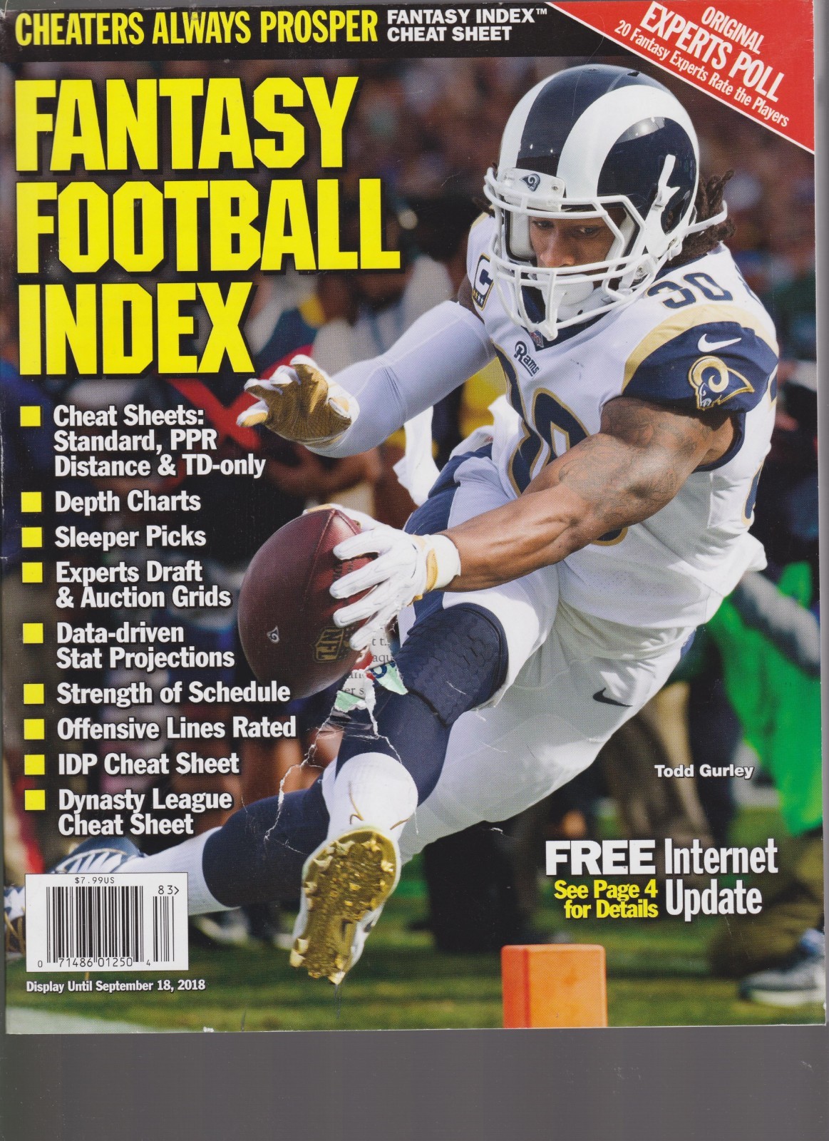 FANTASY FOOTBALL INDEX MAGAZINE 2018, BACK COVER BEND.