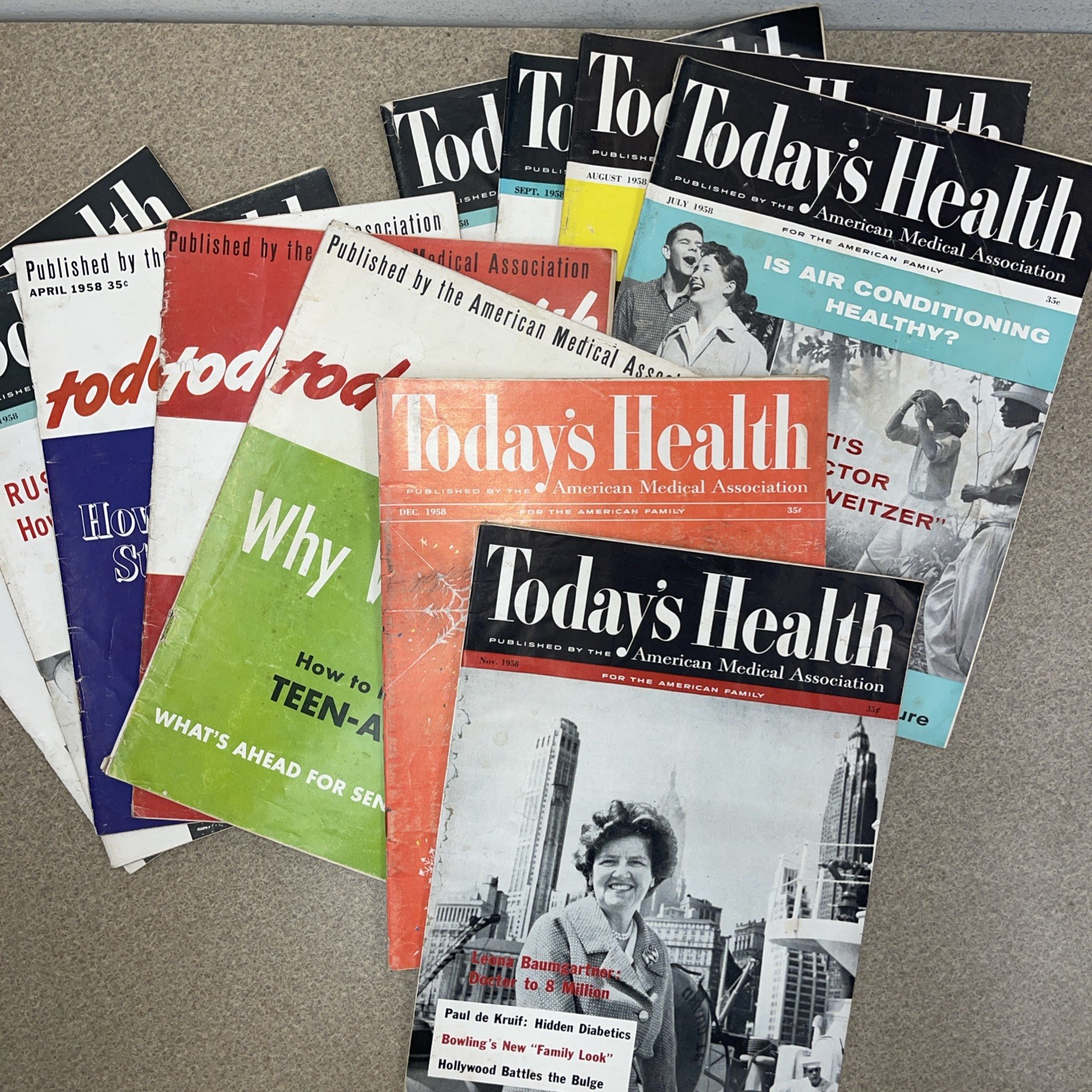 Today’s Health Magazine Lot Of 10 From 1958 In Good – Acceptable Condition ￼￼