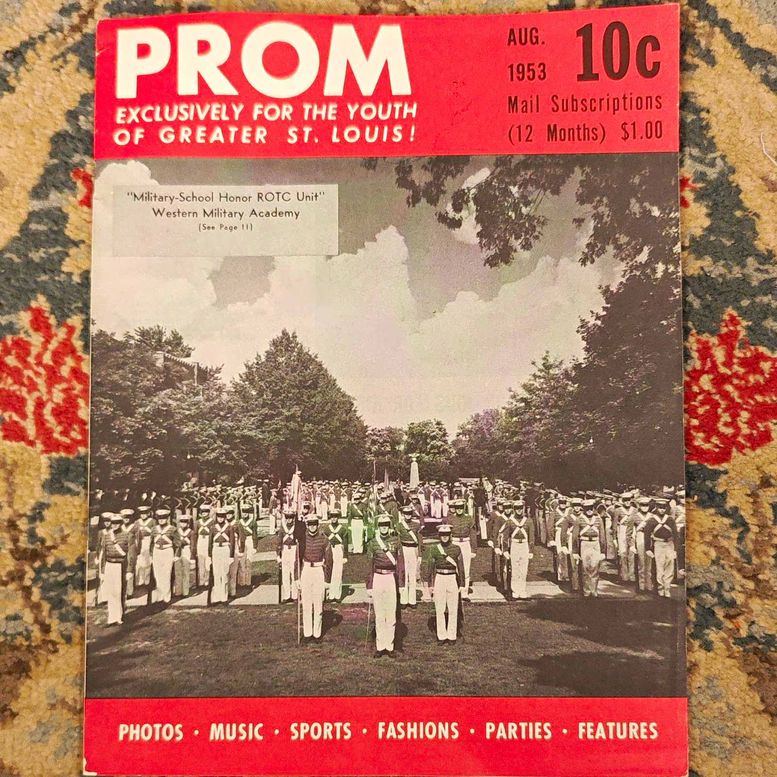 PROM Magazine August 1953 Illustrated Teen Youth Issue Fashion Sports Music