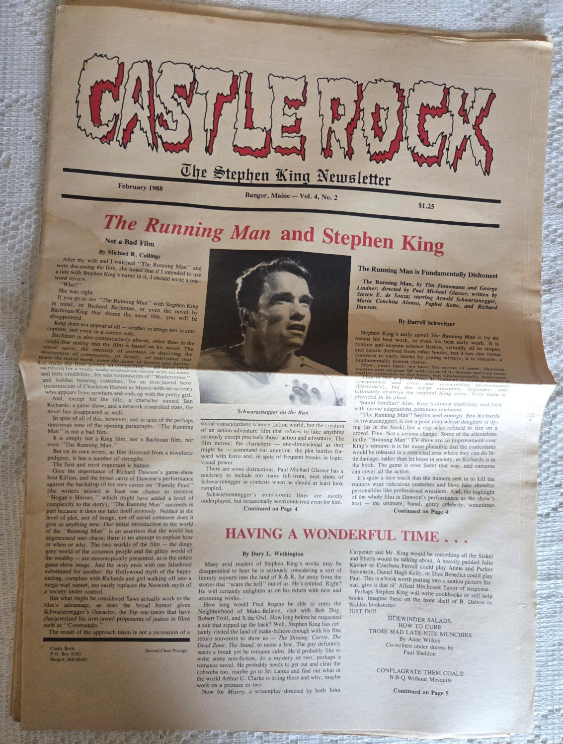 Castle Rock Vol. 4 No. 2 Stephen King Newsletter February 1988 Clive Barker
