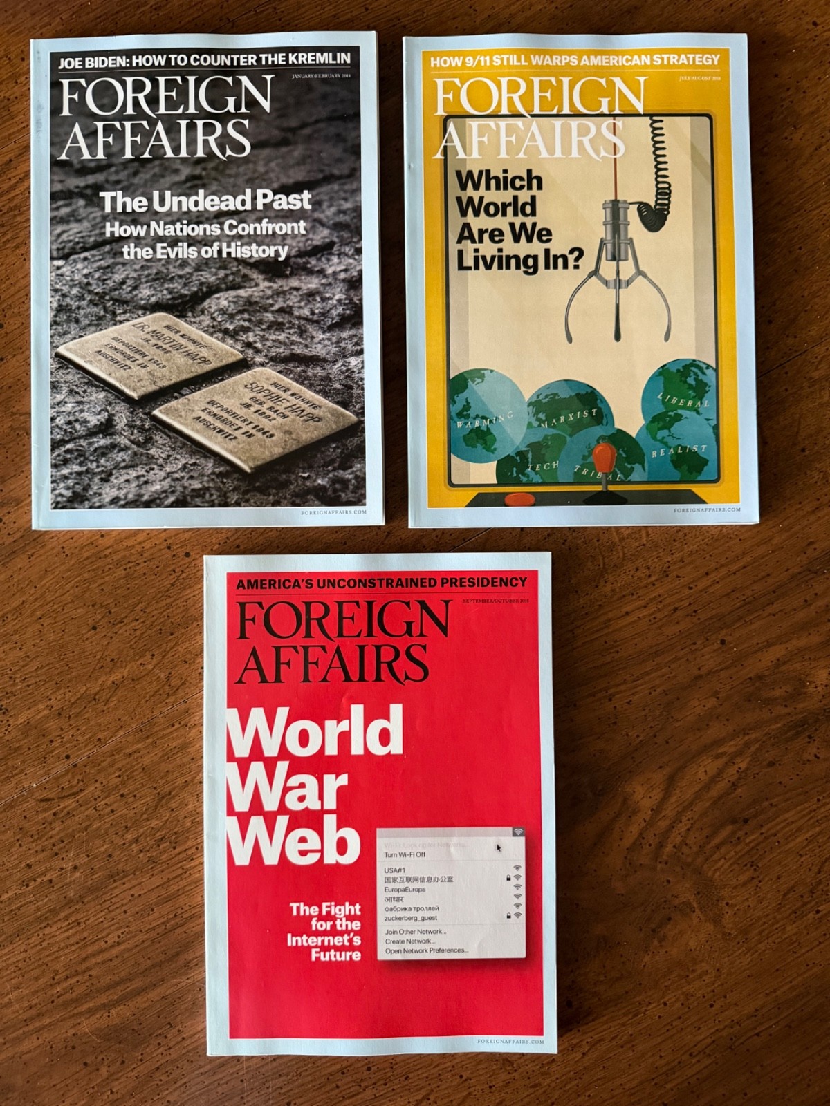 Lot of 3 Foreign Affairs Magazines 2018 Jan, July, Sept: Kremlin, 9/11