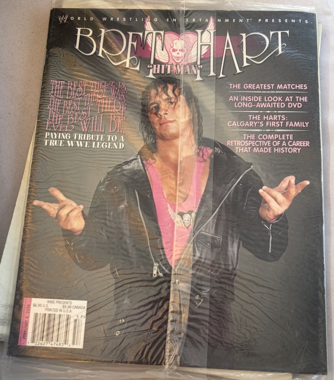 WWE Bret Hart «Hit Man» Wrestling Magazine February 2006 W/Poster