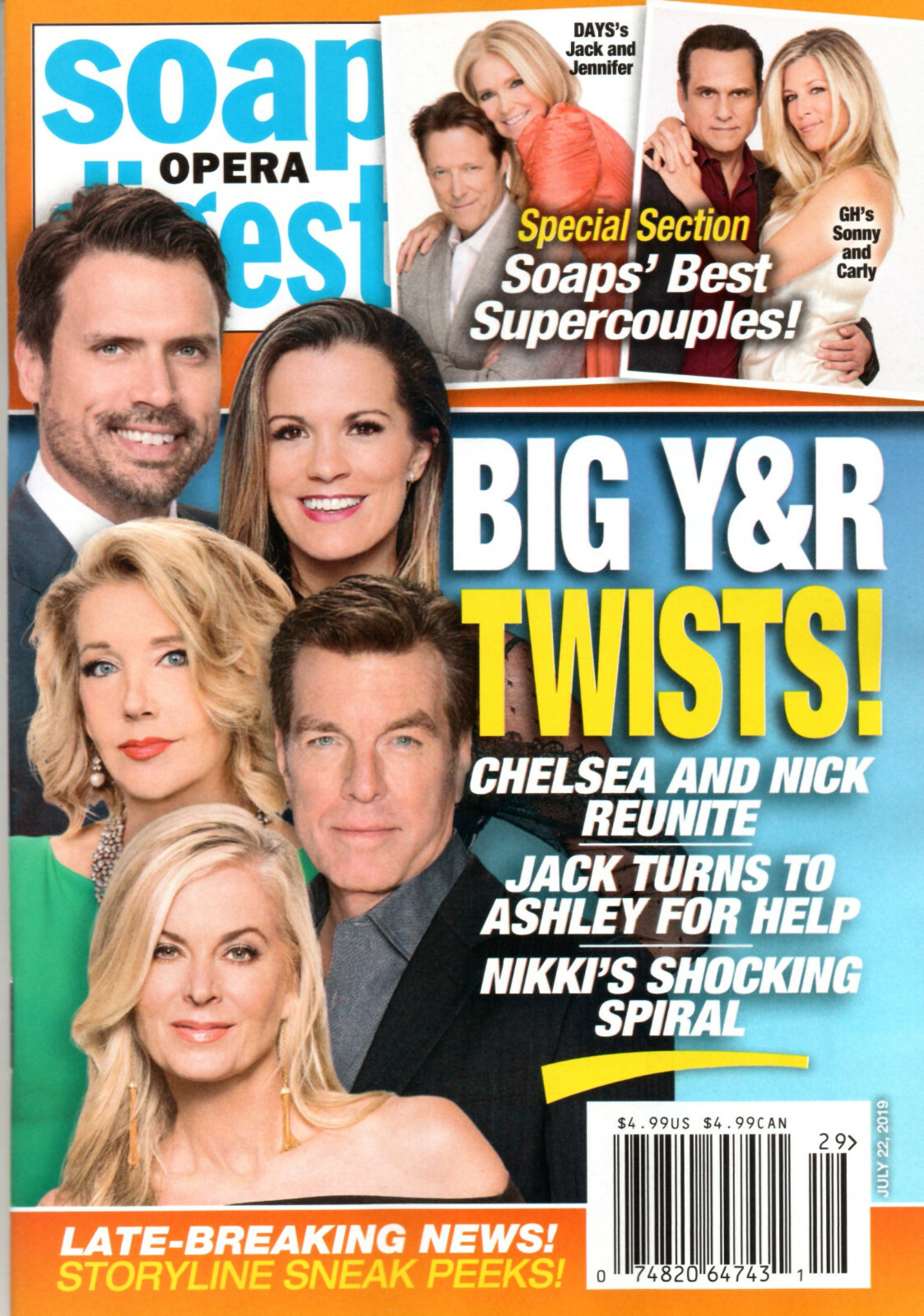 Soap Opera Digest July 22 2019 Young & the Restless Brandon Barash Darin Brooks