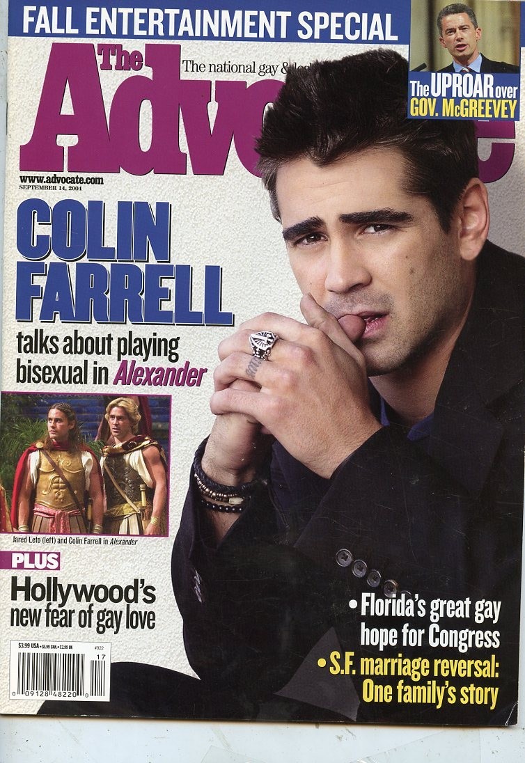THE ADVOCATE MAGAZINE * SEPT 2004 * COLIN FARRELL TALKS ABOUT PLAYING BISEXUAL