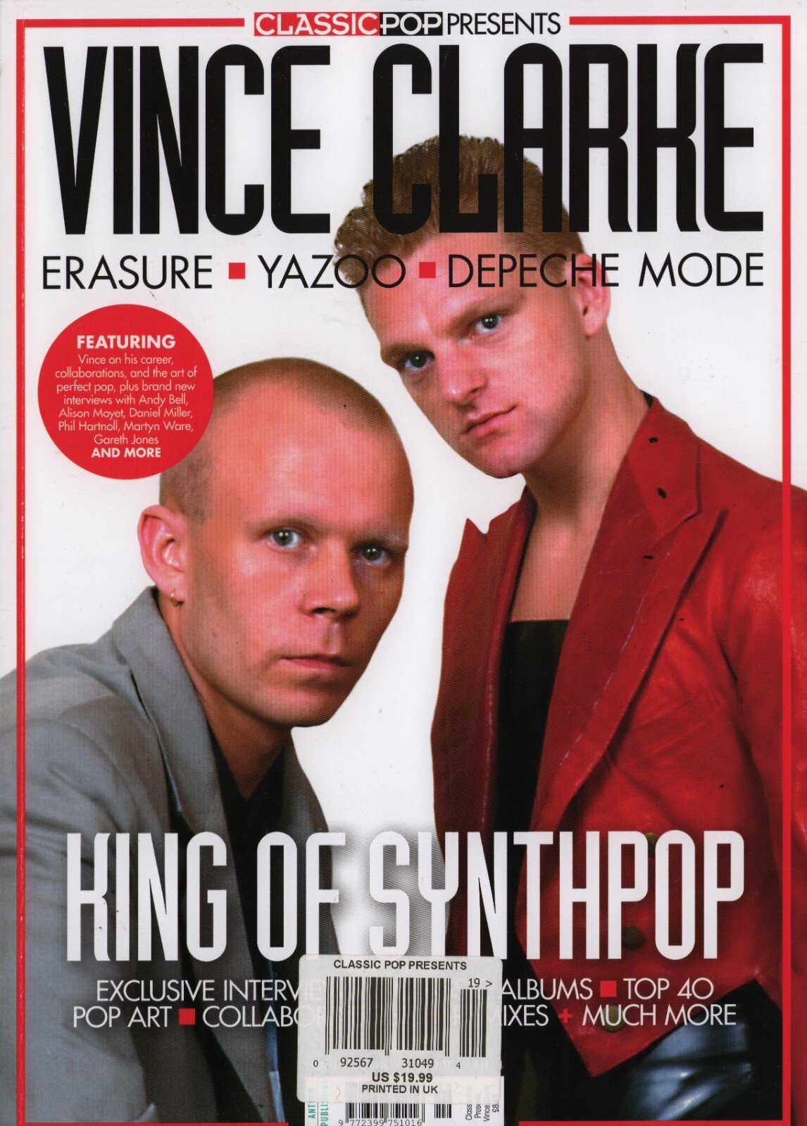 Classic Pop Magazine Vince Clarke King of Synthpop Andy Bell Erasure Yazoo