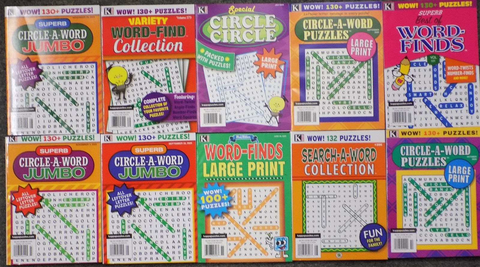 Set of 10: Kappa Selected Puzzles and Games Paperback 2025 Never Used