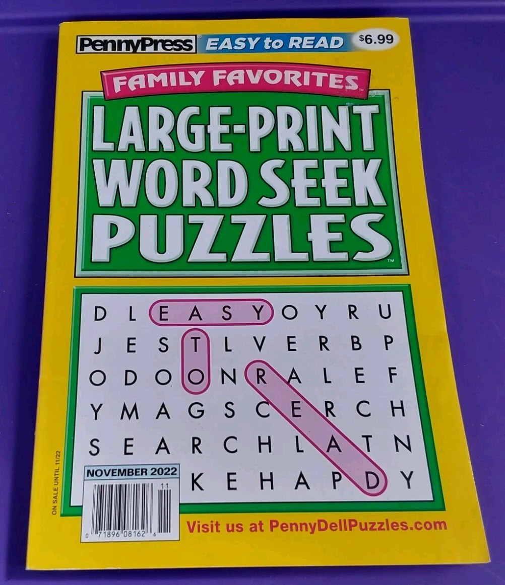 Penny Press Family Favorites Large Print Word Seek Puzzles November 2022