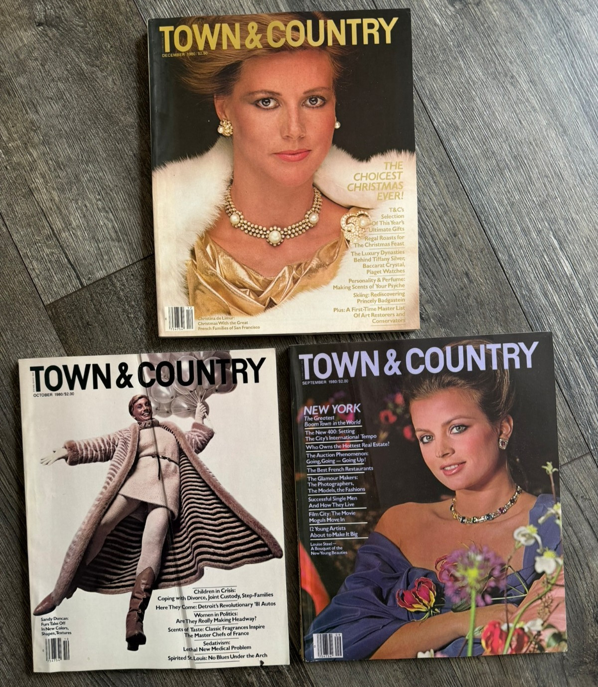 TOWN & COUNTRY Magazine 1980 Sept Oct Dec 3pc Lot Luxury Style Travel Leisure