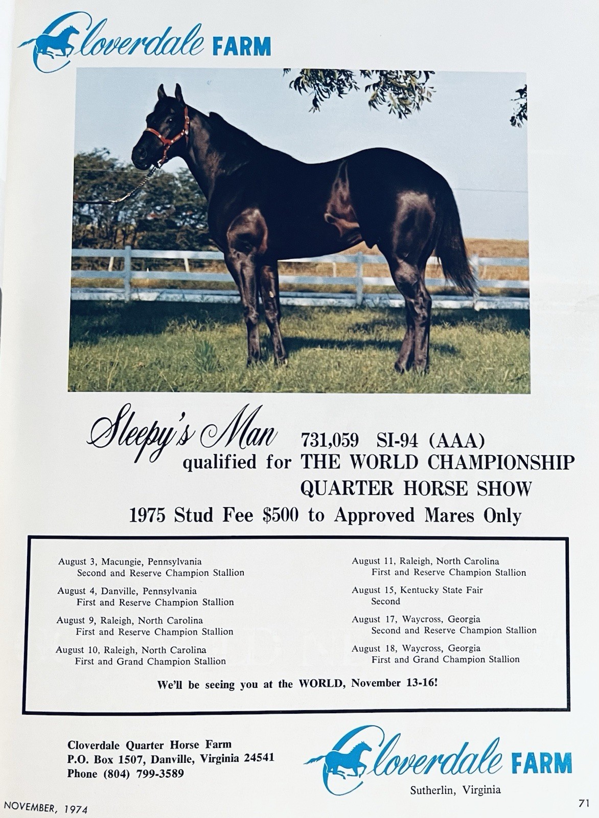 WOW!! 1974 Quarter Horse Journal, Book – MR GUN SMOKE – MR SAN PEPPY – DOC BAR