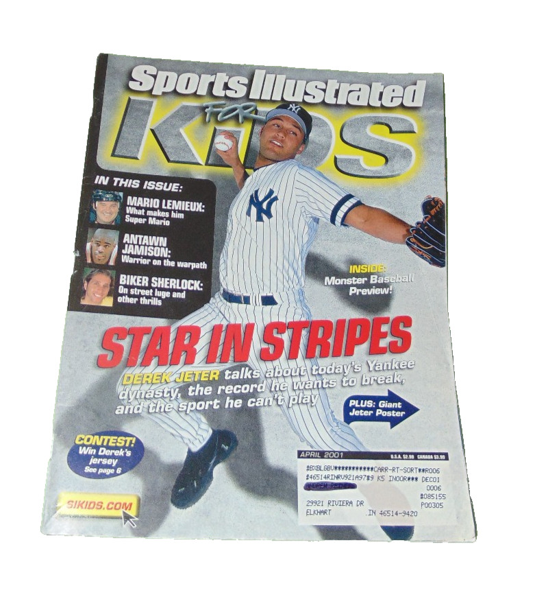 Sports Illustrated for Kids April 2001 Derek Jeter Poster Cards Yankees
