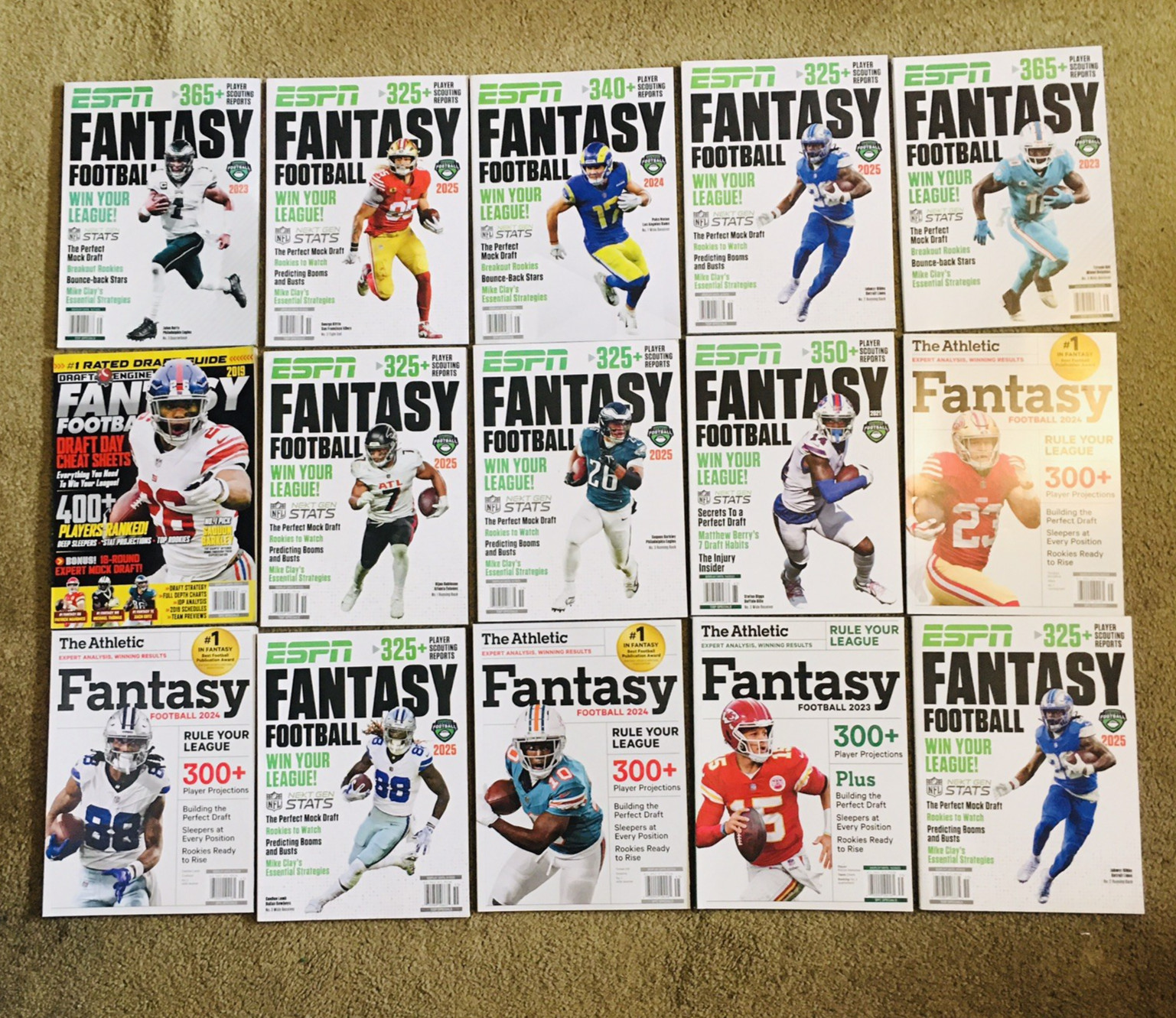 Lot 15 Fantasy Football Magazines ESPN Draft Engine The Athlete 2019 2023 – 2025