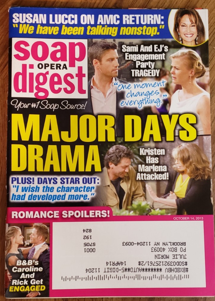 Soap Opera Digest Oct 14, 2013: All Your Favorites: Y&R, GH, DAYS, B&B, DIARIES