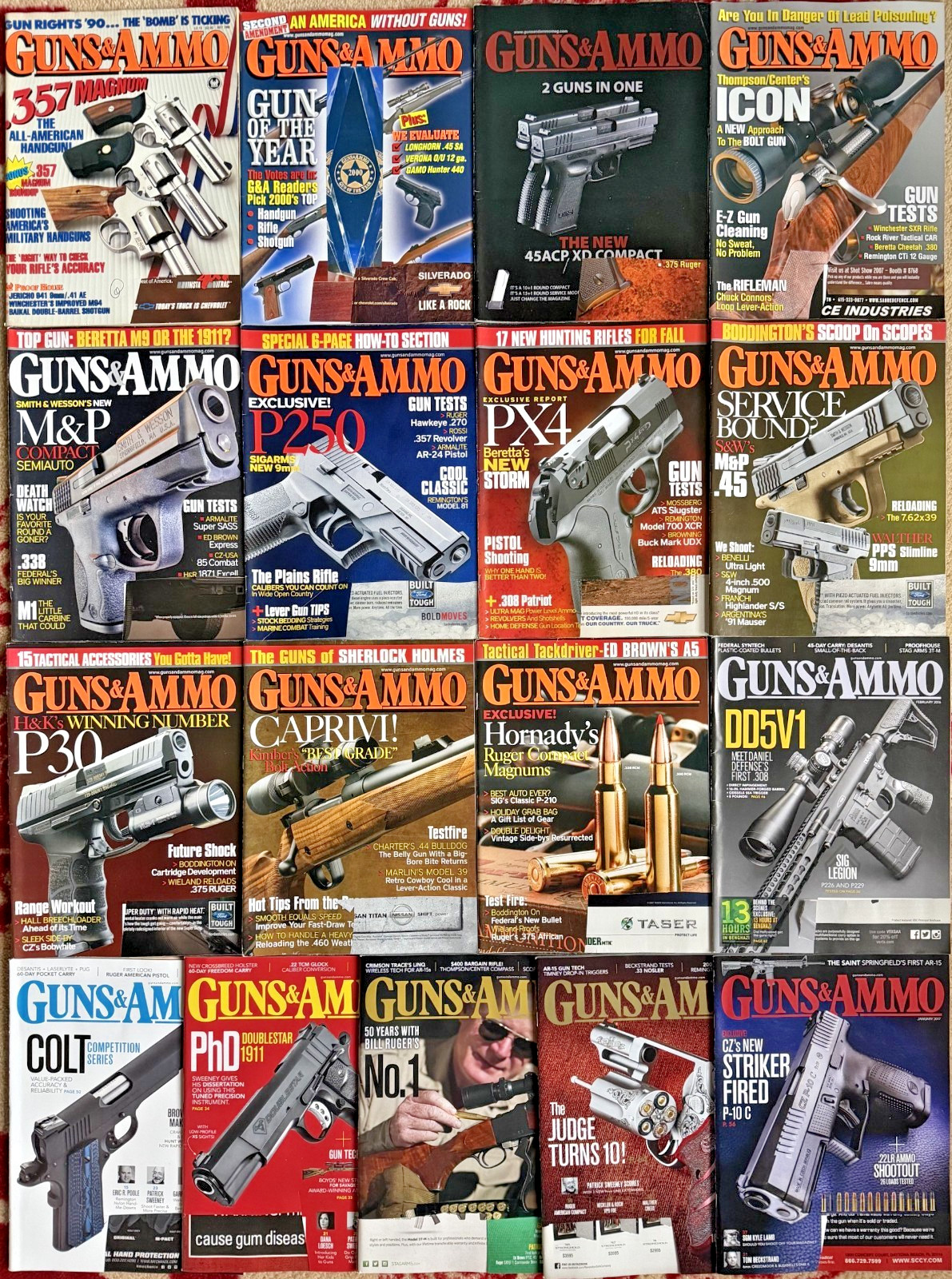 GUNS & AMMO MAGAZINES – LOT OF 17 – 1990 – 2017 – ***FREE SHIPPING***