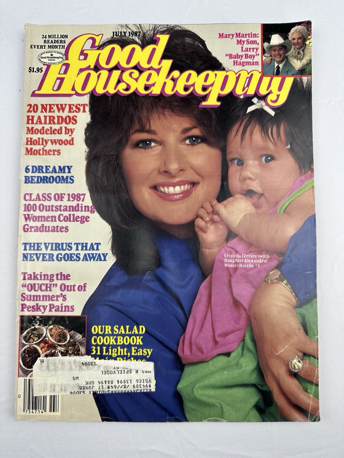 Vintage 1987 July, Good Housekeeping Magazine, Cristina Ferrare With Daughter