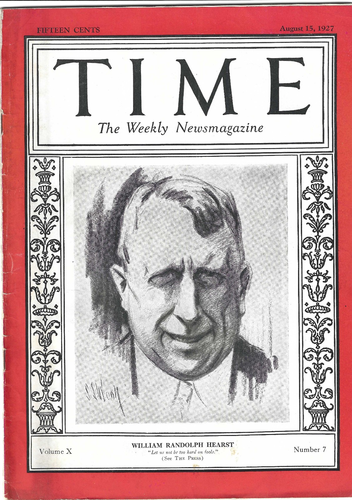 Time Magazine August 15, 1927 William Randolph Hearst