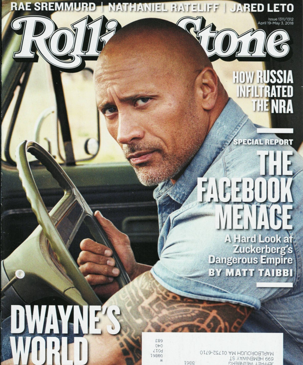 ROLLING STONE ISSUE 1311 APR 19 2018 JARED LETO FACEBOOK MENACE DWAYNE JOHNSON